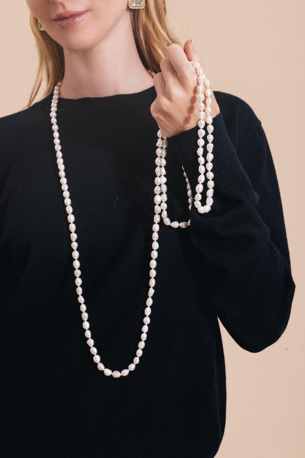 White Pearl Freshwater Baroque Necklace - 72in-WHITE-72-JEWELRYFINE JEWELNECKLACE O-BAGGINS
