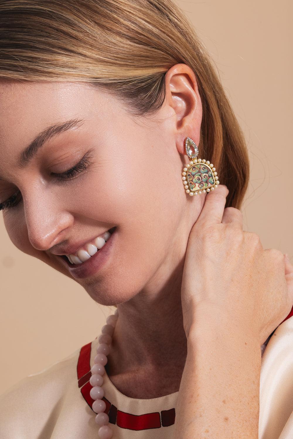 Prasiolite Diamond Mini Cloud Print Earrings-YELLOW GOLD-JEWELRYFINE JEWELEARRING-SILVIA FURMANOVICH