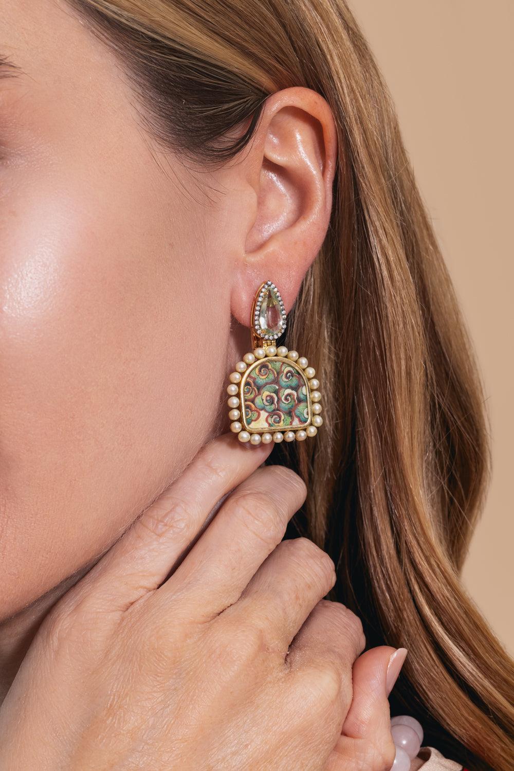 Prasiolite Diamond Mini Cloud Print Earrings-YELLOW GOLD-JEWELRYFINE JEWELEARRING-SILVIA FURMANOVICH