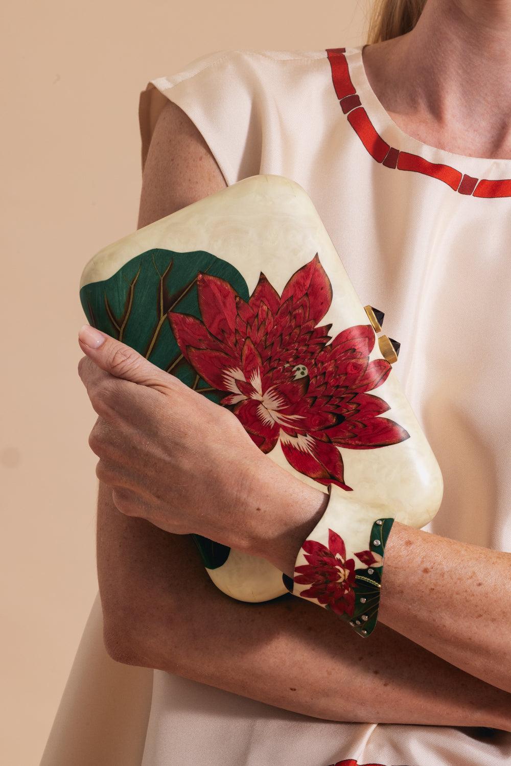 Gartnet Marquetry Lotus Flower Clutch-YELLOW GOLD-JEWELRYFINE JEWELMISC-SILVIA FURMANOVICH