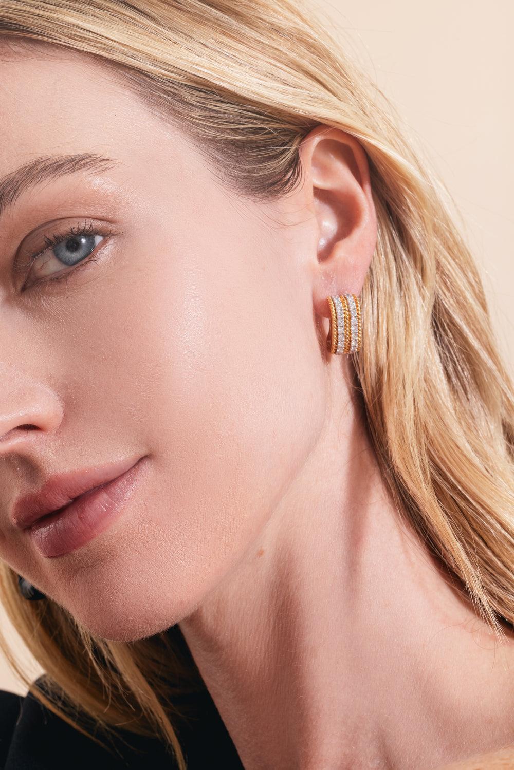 Diamond Onyx Earrings-YELLOW GOLD-JEWELRYFINE JEWELEARRING-ANDREOLI