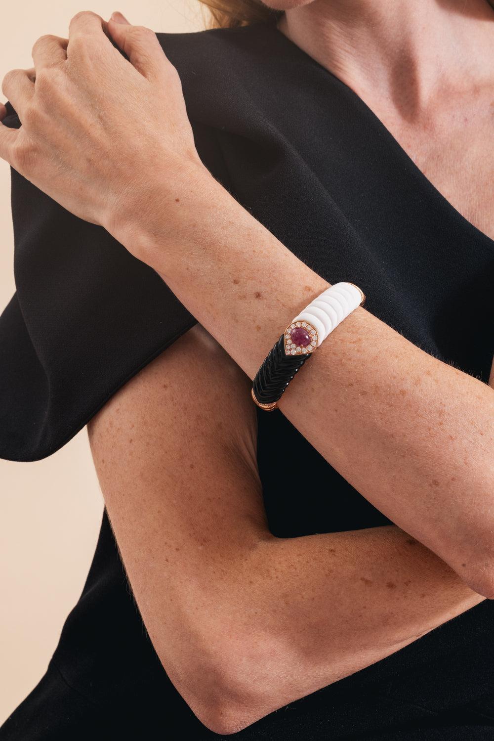 Diamond Ruby Kogolong Bracelet-ROSE GOLD-JEWELRYFINE JEWELBRACELET O-ANDREOLI