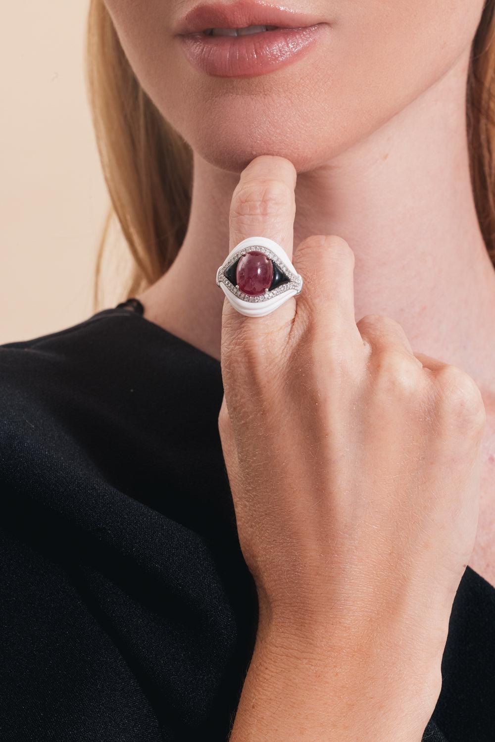Diamond Ruby Kogolong Ring-ROSE GOLD-JEWELRYFINE JEWELRING-ANDREOLI