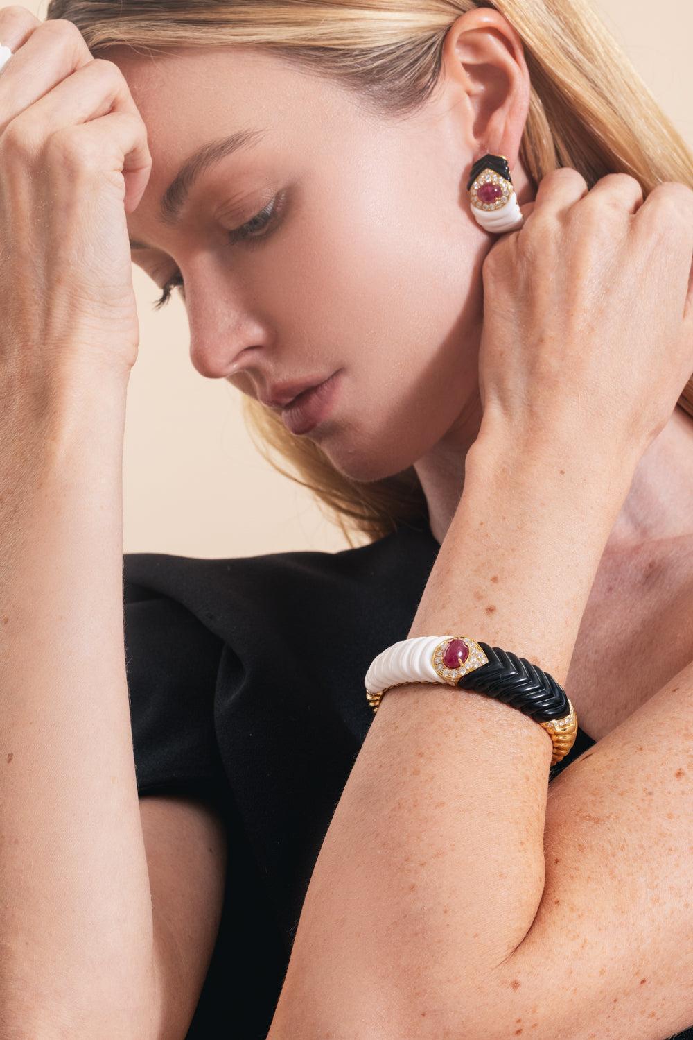 Diamond Ruby Kogolong Bracelet-YELLOW GOLD-JEWELRYFINE JEWELBRACELET O-ANDREOLI
