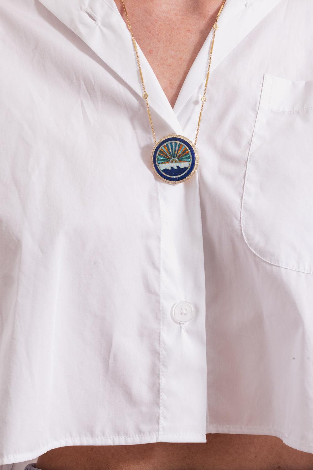 Diamond Opal Turquoise Sunshine Necklace-YELLOW GOLD-JEWELRYFINE JEWELNECKLACE O-JACQUIE AICHE