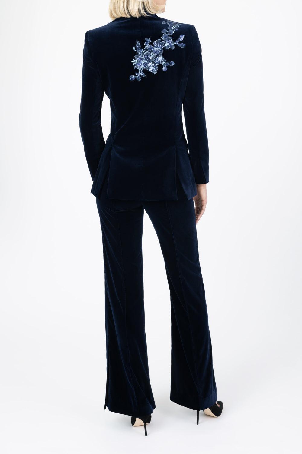 Quinn Velvet Jacket - Blue-BLUE-4-CLOTHINGJACKETBLAZERS-BORGO DE NOR