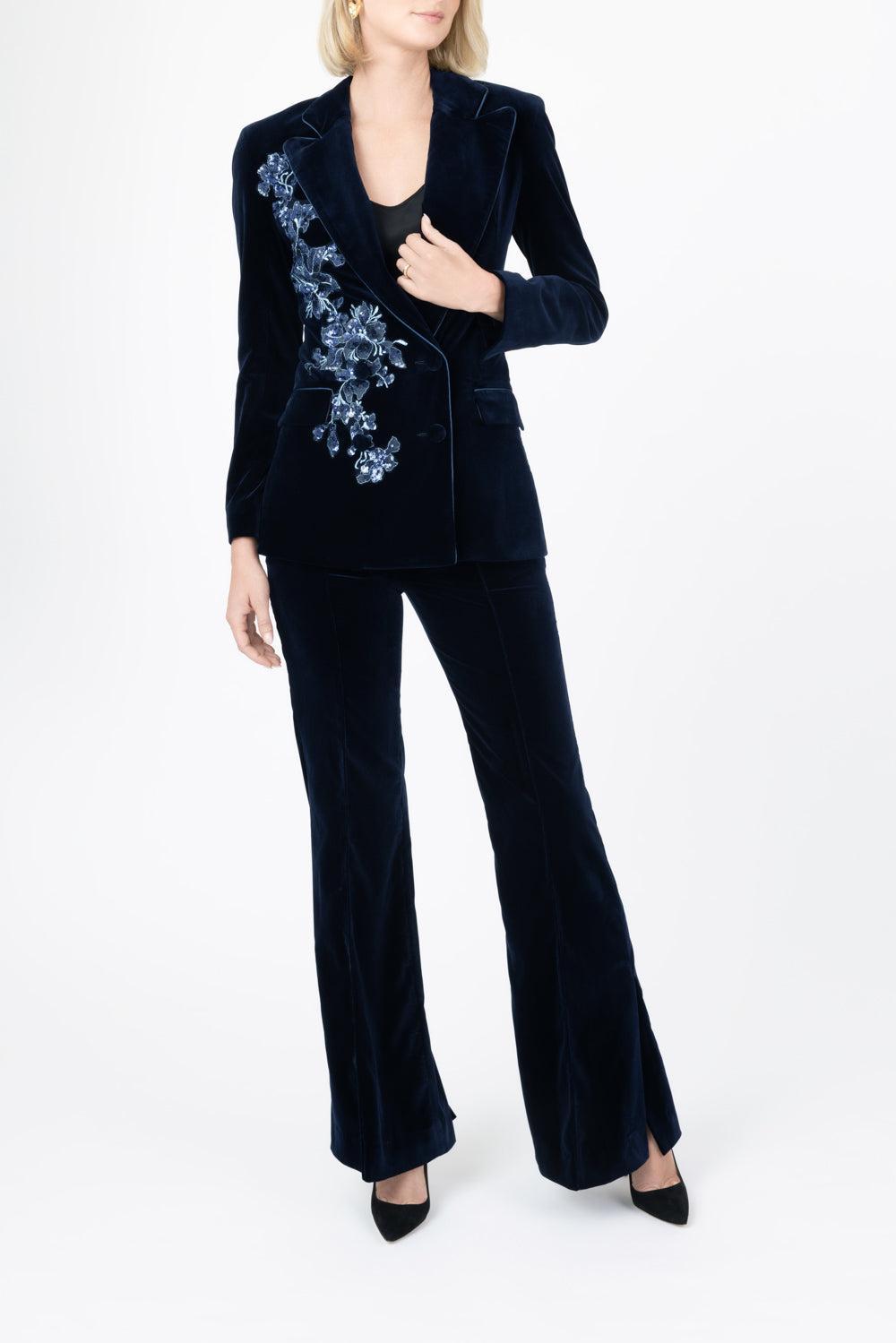 Quinn Velvet Jacket - Blue-BLUE-4-CLOTHINGJACKETBLAZERS-BORGO DE NOR