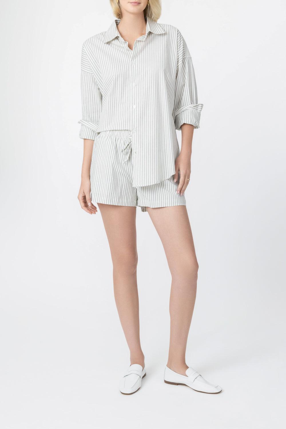 Sunday Shirt - Ivory Black Stripe-STRIPE-0-CLOTHINGTOPBLOUSE-The Lady & The Sailor x Marissa Collections