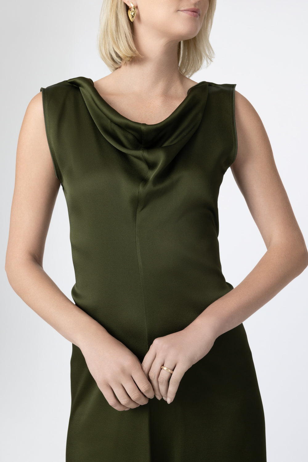 Draped Tailored Midi Dress-GREEN-4-CLOTHINGDRESSCASUAL-VICTORIA BECKHAM