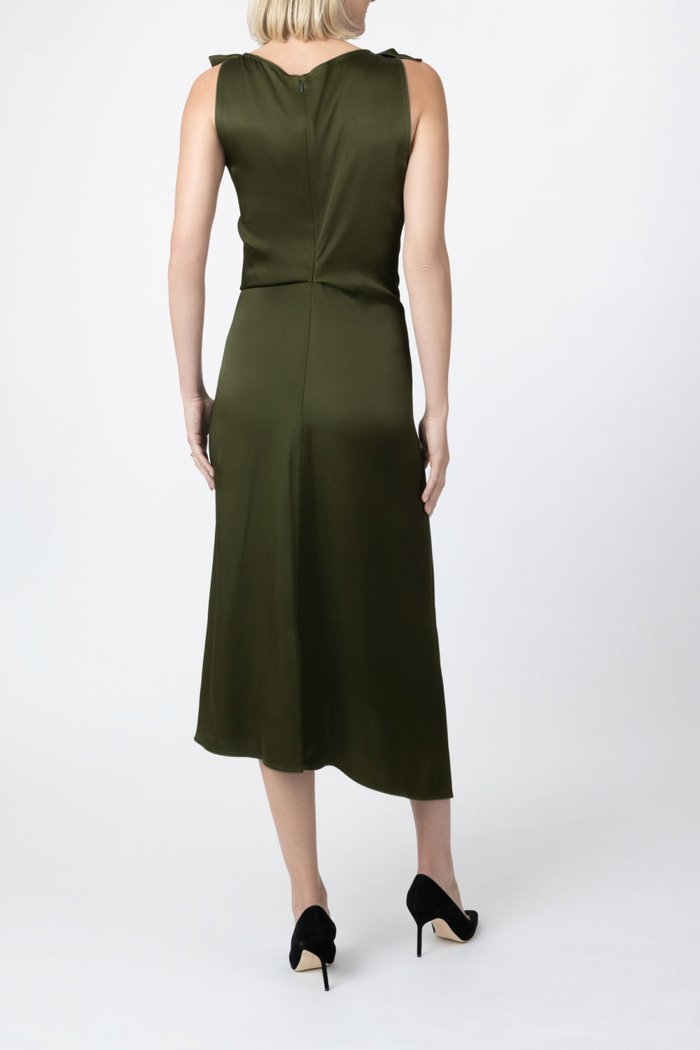 Draped Tailored Midi Dress-GREEN-4-CLOTHINGDRESSCASUAL-VICTORIA BECKHAM