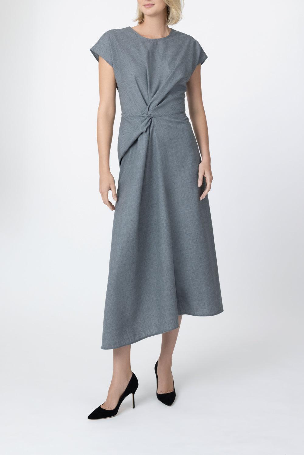 Aria Midi Dress - Light Grey-GREY-4-CLOTHINGDRESSCASUAL-VICTORIA BECKHAM