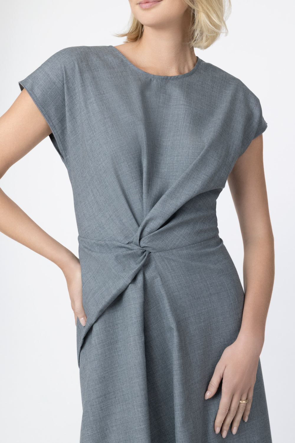 Aria Midi Dress - Light Grey-GREY-4-CLOTHINGDRESSCASUAL-VICTORIA BECKHAM