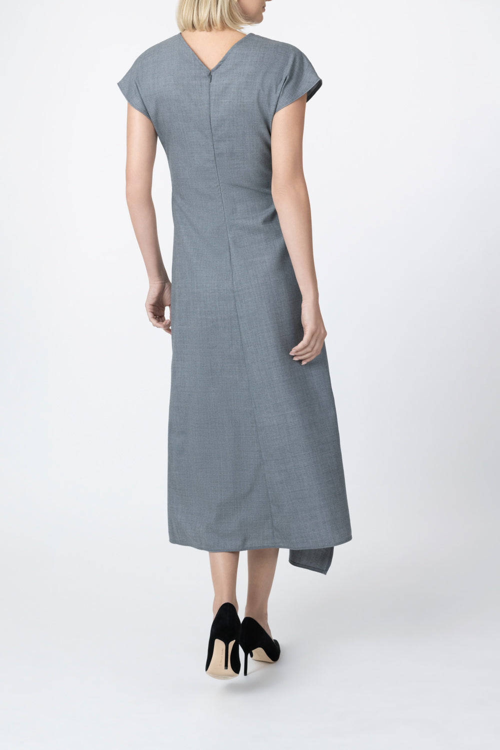 Aria Midi Dress - Light Grey-GREY-4-CLOTHINGDRESSCASUAL-VICTORIA BECKHAM