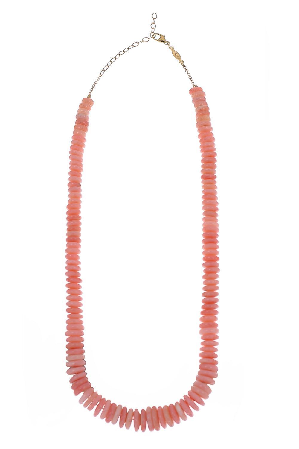 Pink Opal Graduated Heishi Necklace-YELLOW GOLD-JEWELRYFINE JEWELNECKLACE O-JACQUIE AICHE