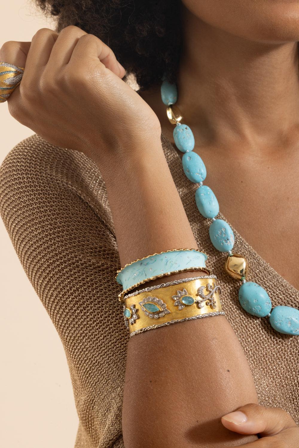 Diamond Blue Frost Bracelet-YELLOW GOLD-S-JEWELRYFINE JEWELBRACELET O-VICTOR VELYAN