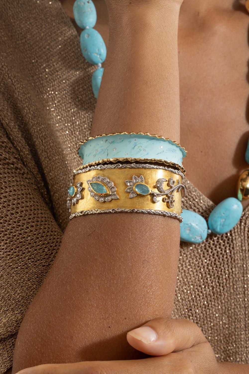 Diamond Blue Frost Bracelet-YELLOW GOLD-S-JEWELRYFINE JEWELBRACELET O-VICTOR VELYAN