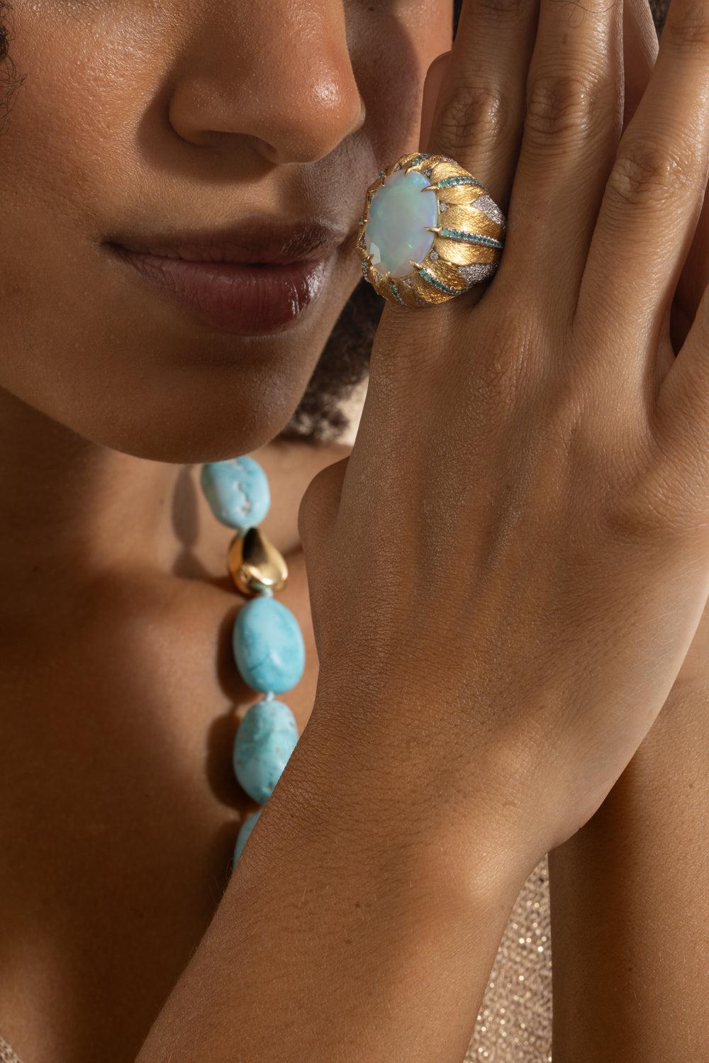 Ethiopian Opal Paraiba Diamond Ring-YELLOW GOLD-7-JEWELRYFINE JEWELRING-VICTOR VELYAN