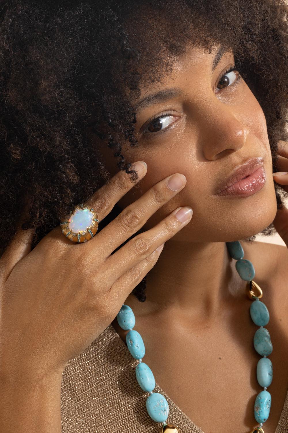 Ethiopian Opal Paraiba Diamond Ring-YELLOW GOLD-7-JEWELRYFINE JEWELRING-VICTOR VELYAN