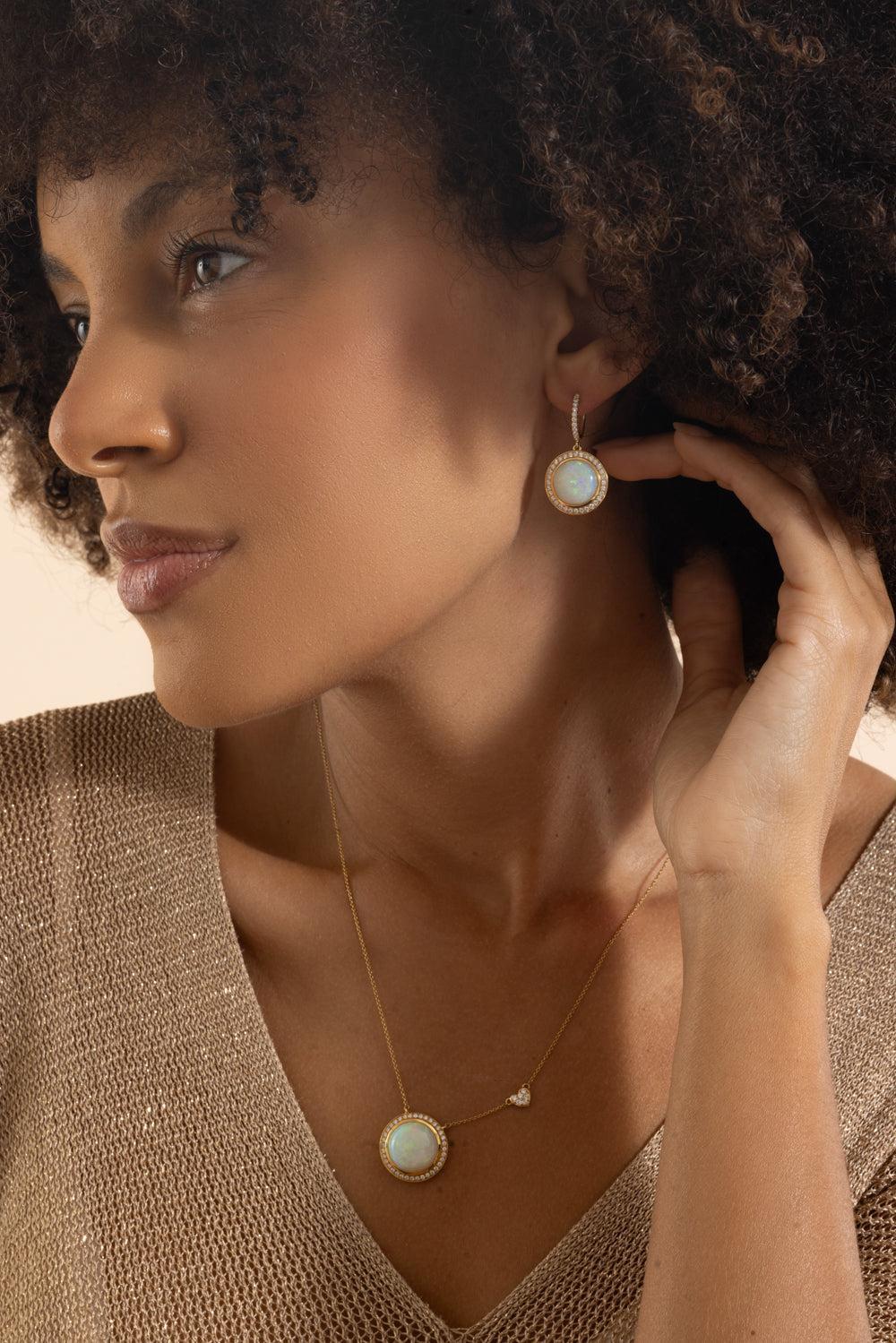 Australian Opal Drop Earrings-YELLOW GOLD-JEWELRYFINE JEWELEARRING-LISA NIK