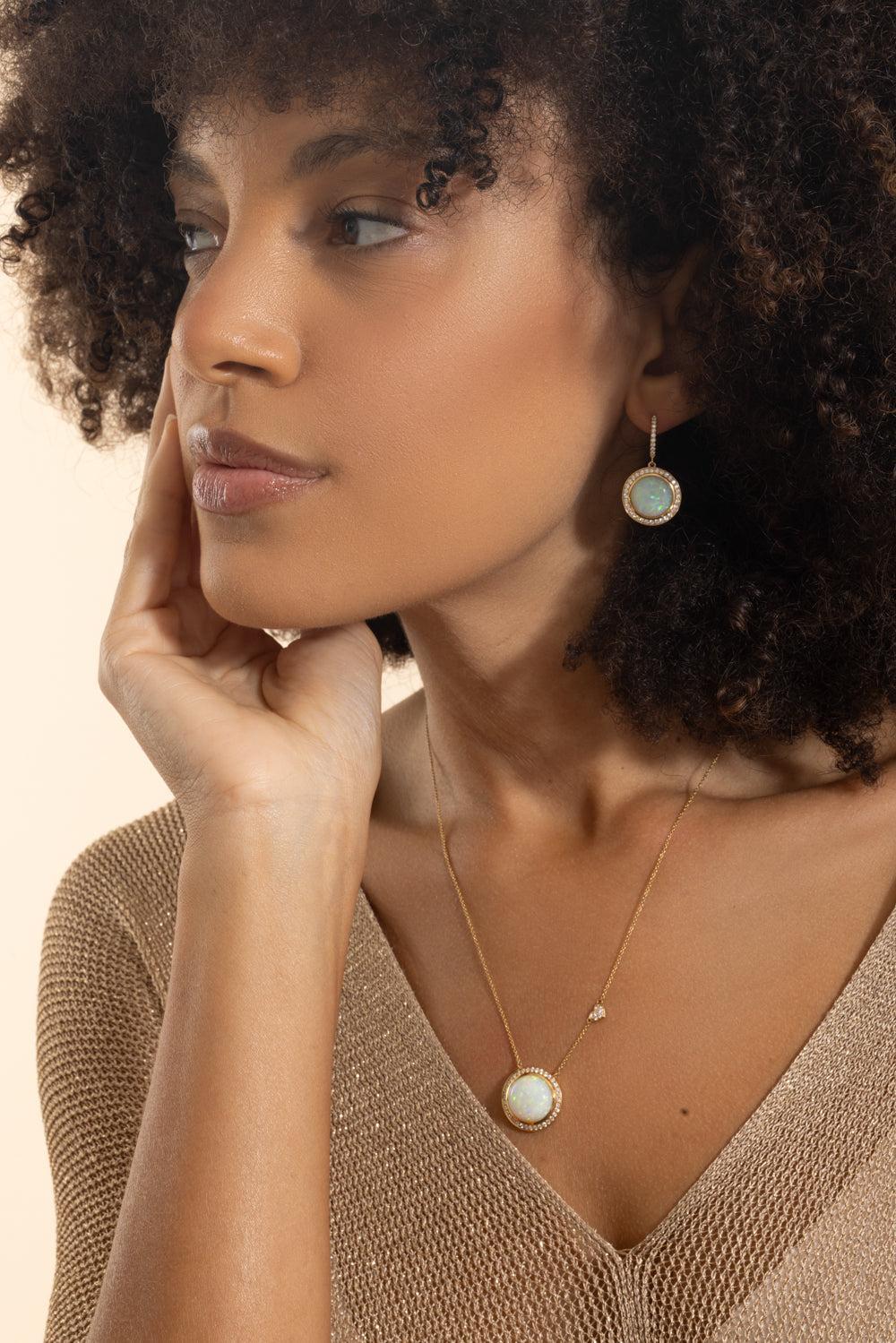Opal Diamond Pendant Necklace-YELLOW GOLD-18-JEWELRYFINE JEWELNECKLACE O-LISA NIK