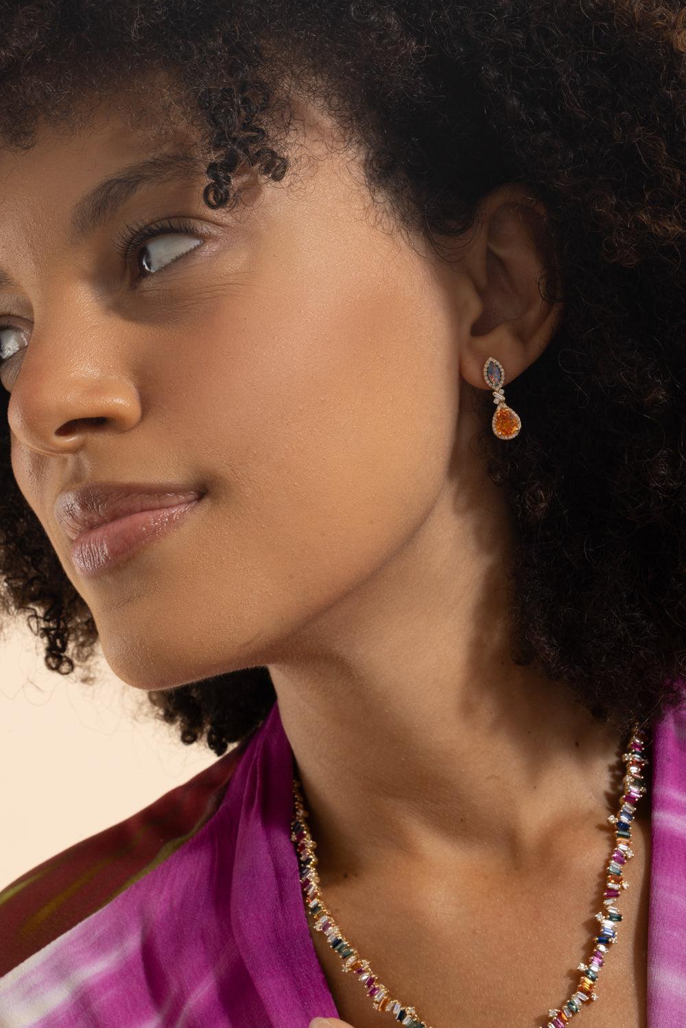 Yellow Sapphire Opal Drop Earrings-YELLOW GOLD-JEWELRYFINE JEWELEARRING-SUZANNE KALAN