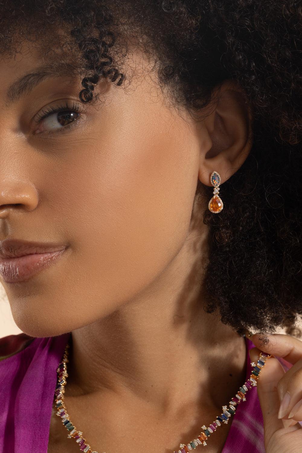 Yellow Sapphire Opal Drop Earrings-YELLOW GOLD-JEWELRYFINE JEWELEARRING-SUZANNE KALAN