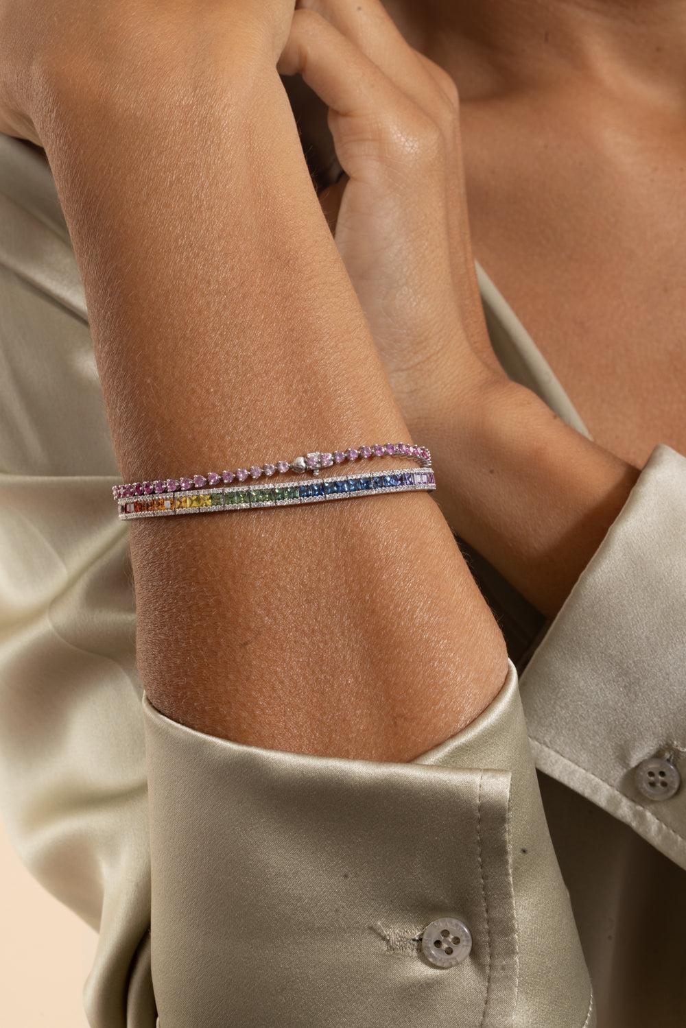 Pink Sapphire Ombre Bracelet-WHITE GOLD-JEWELRYFINE JEWELBRACELET O-LISA NIK