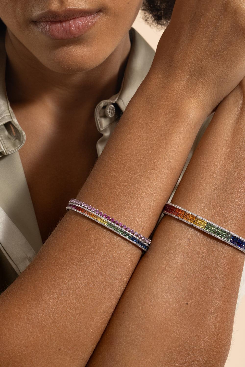 Pink Sapphire Ombre Bracelet-WHITE GOLD-JEWELRYFINE JEWELBRACELET O-LISA NIK