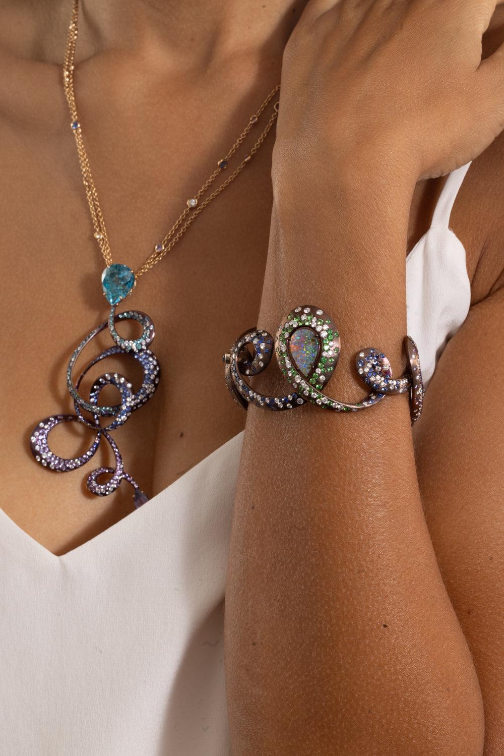 Multi Stone Arcoiris Bracelet-YELLOW GOLD-JEWELRYFINE JEWELBRACELET O-NEHA DANI