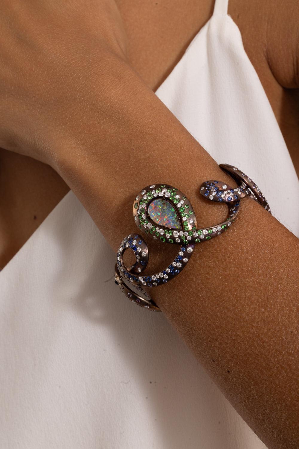 Multi Stone Arcoiris Bracelet-YELLOW GOLD-JEWELRYFINE JEWELBRACELET O-NEHA DANI