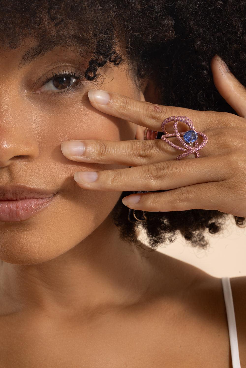 Pink Sapphire Kephi Ring-ROSE GOLD-7-JEWELRYFINE JEWELRING-NEHA DANI