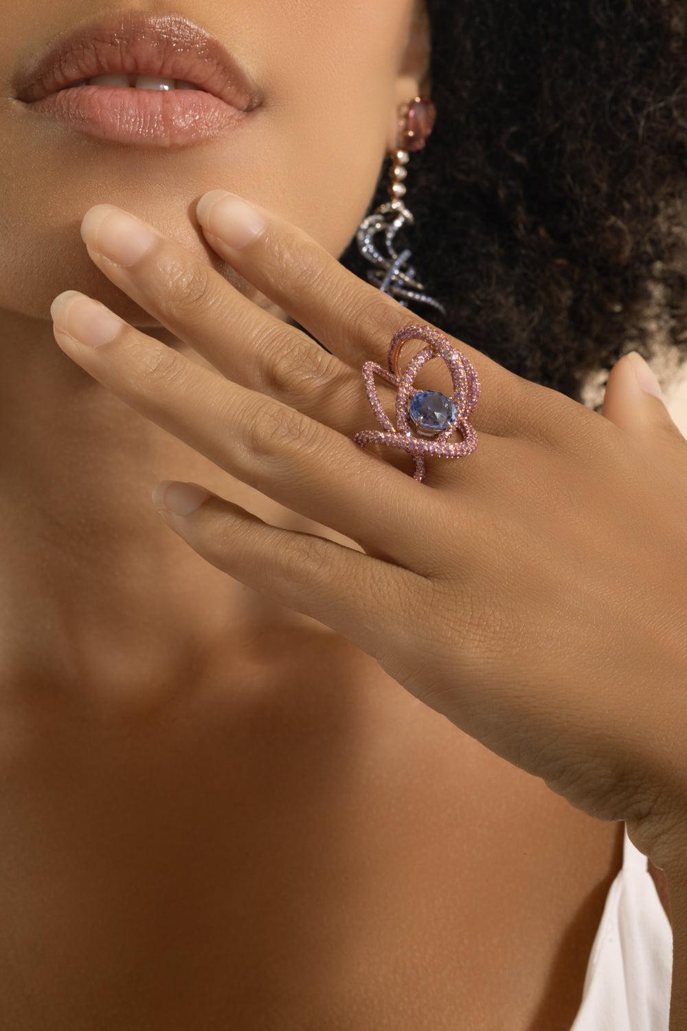 Pink Sapphire Kephi Ring-ROSE GOLD-7-JEWELRYFINE JEWELRING-NEHA DANI