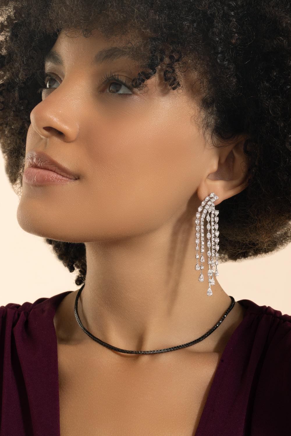 Diamond Drop Chandelier Earrings-WHITE GOLD-JEWELRYFINE JEWELEARRING-STEFERE