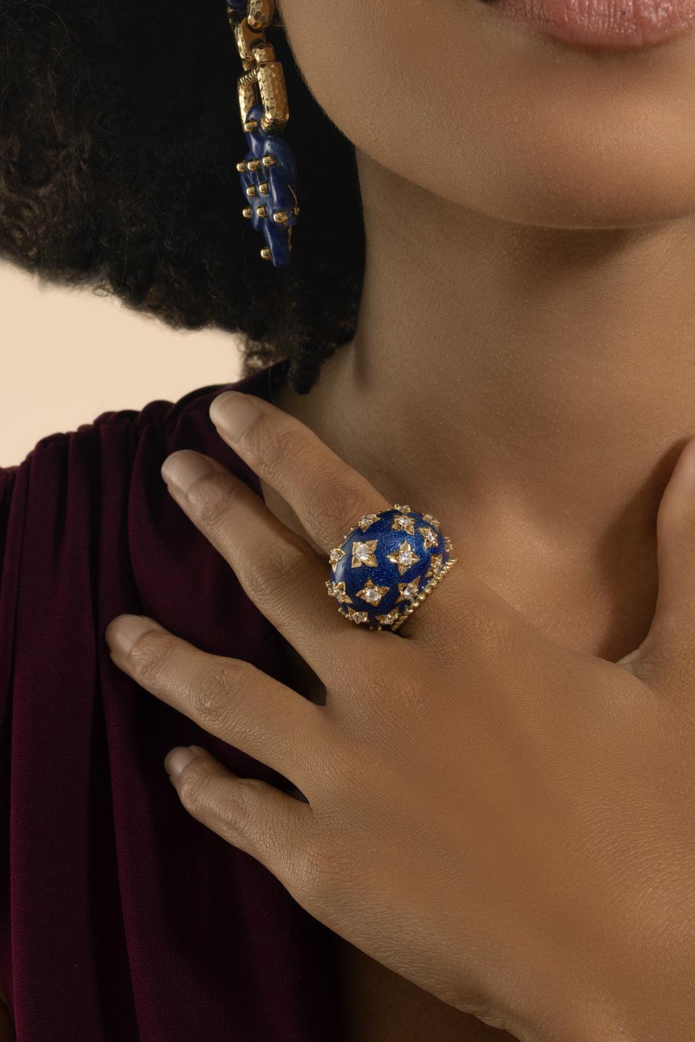 Diamond Blue Star Ring-YELLOW GOLD-5.75-JEWELRYFINE JEWELRING-DAVID WEBB