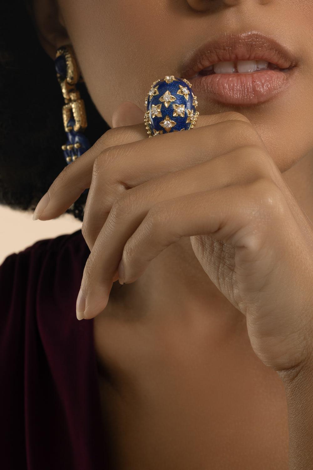 Diamond Blue Star Ring-YELLOW GOLD-5.75-JEWELRYFINE JEWELRING-DAVID WEBB