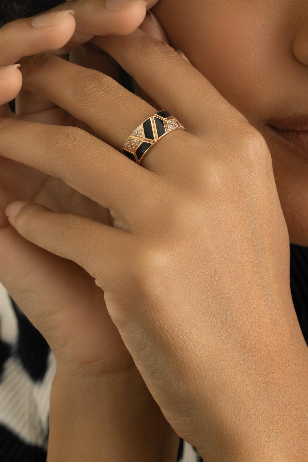 Diamond Enamel Elixer Ring-ROSE GOLD-7.5-JEWELRYFINE JEWELRING-ALESSA JEWELRY