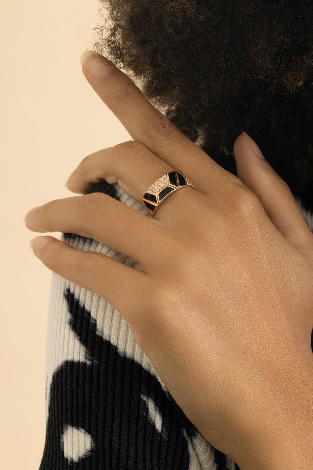 Diamond Enamel Elixer Ring-ROSE GOLD-7.5-JEWELRYFINE JEWELRING-ALESSA JEWELRY