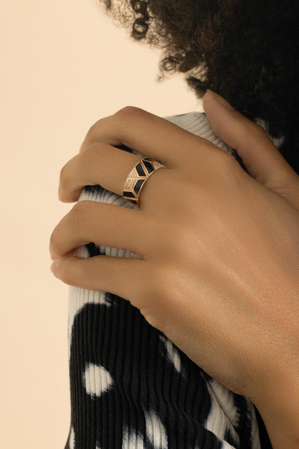 Diamond Enamel Elixer Ring-ROSE GOLD-7.5-JEWELRYFINE JEWELRING-ALESSA JEWELRY