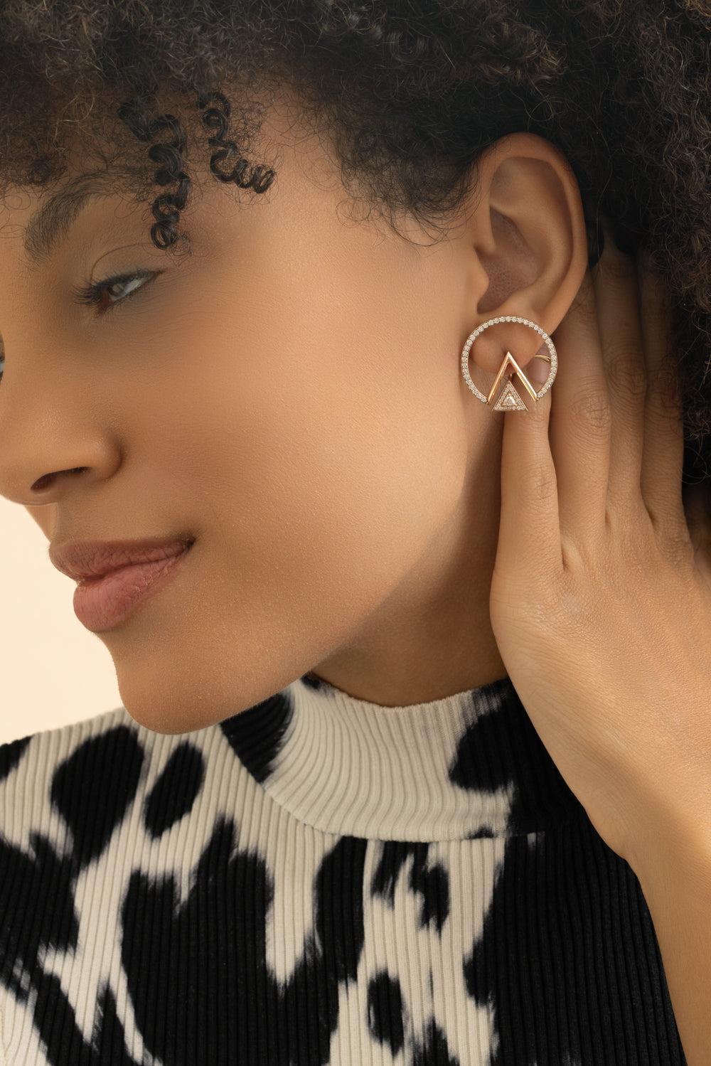 Duality Triangle Earrings-ROSE GOLD-JEWELRYFINE JEWELEARRING-ALESSA JEWELRY
