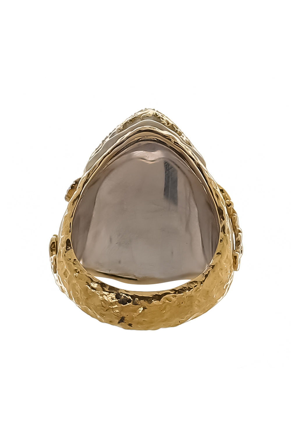 Black Tourmaline Diamond White Enamel Ring