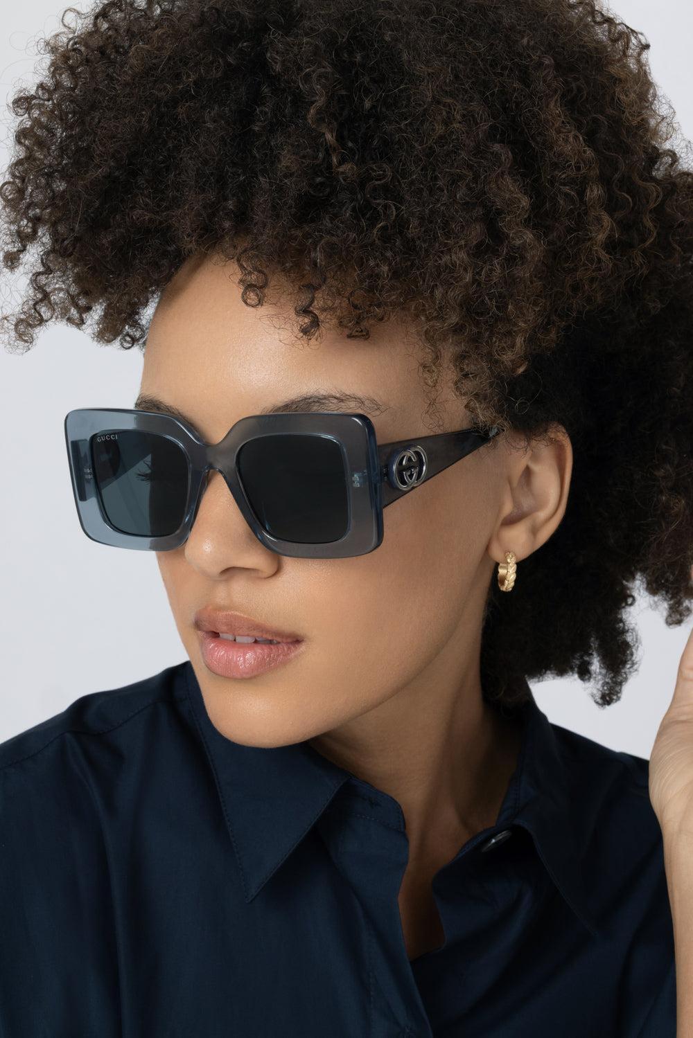 Oversized Square Sunglasses - Grey Blue-GREY-ACCESSORIESUNGLASSES-GUCCI