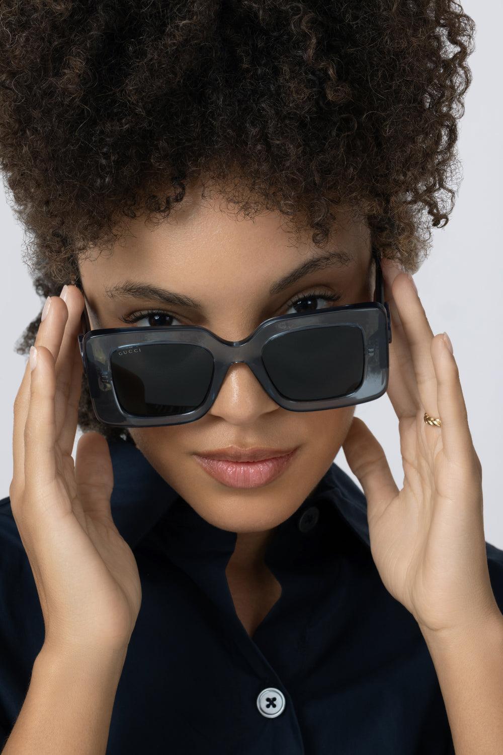 Oversized Square Sunglasses - Grey Blue-GREY-ACCESSORIESUNGLASSES-GUCCI