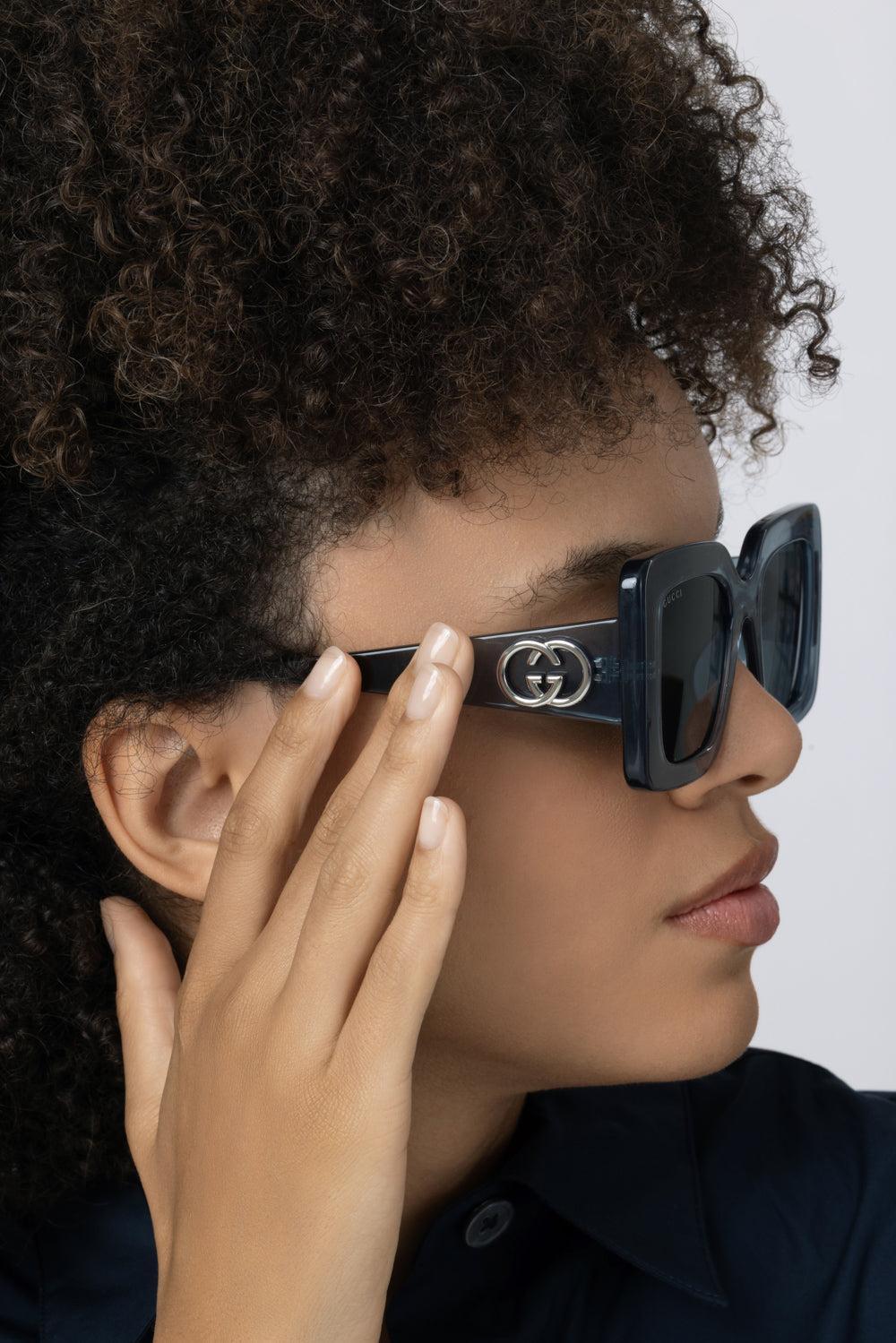 Oversized Square Sunglasses - Grey Blue-GREY-ACCESSORIESUNGLASSES-GUCCI
