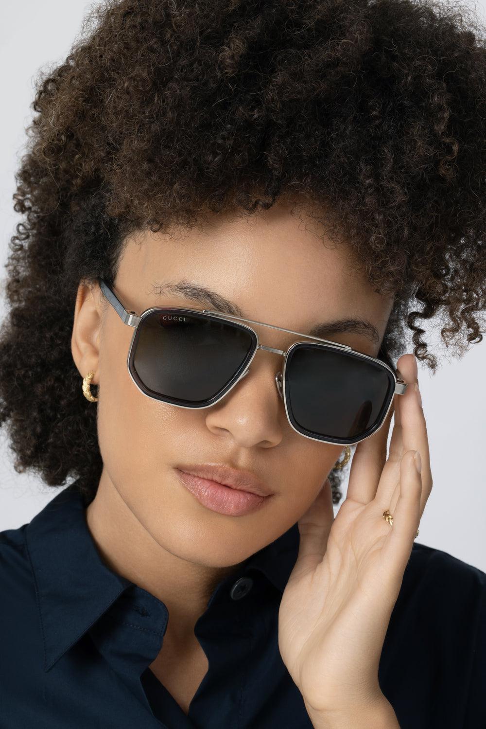Geometric Navigator Sunglasses-SILVER-ACCESSORIESUNGLASSES-GUCCI
