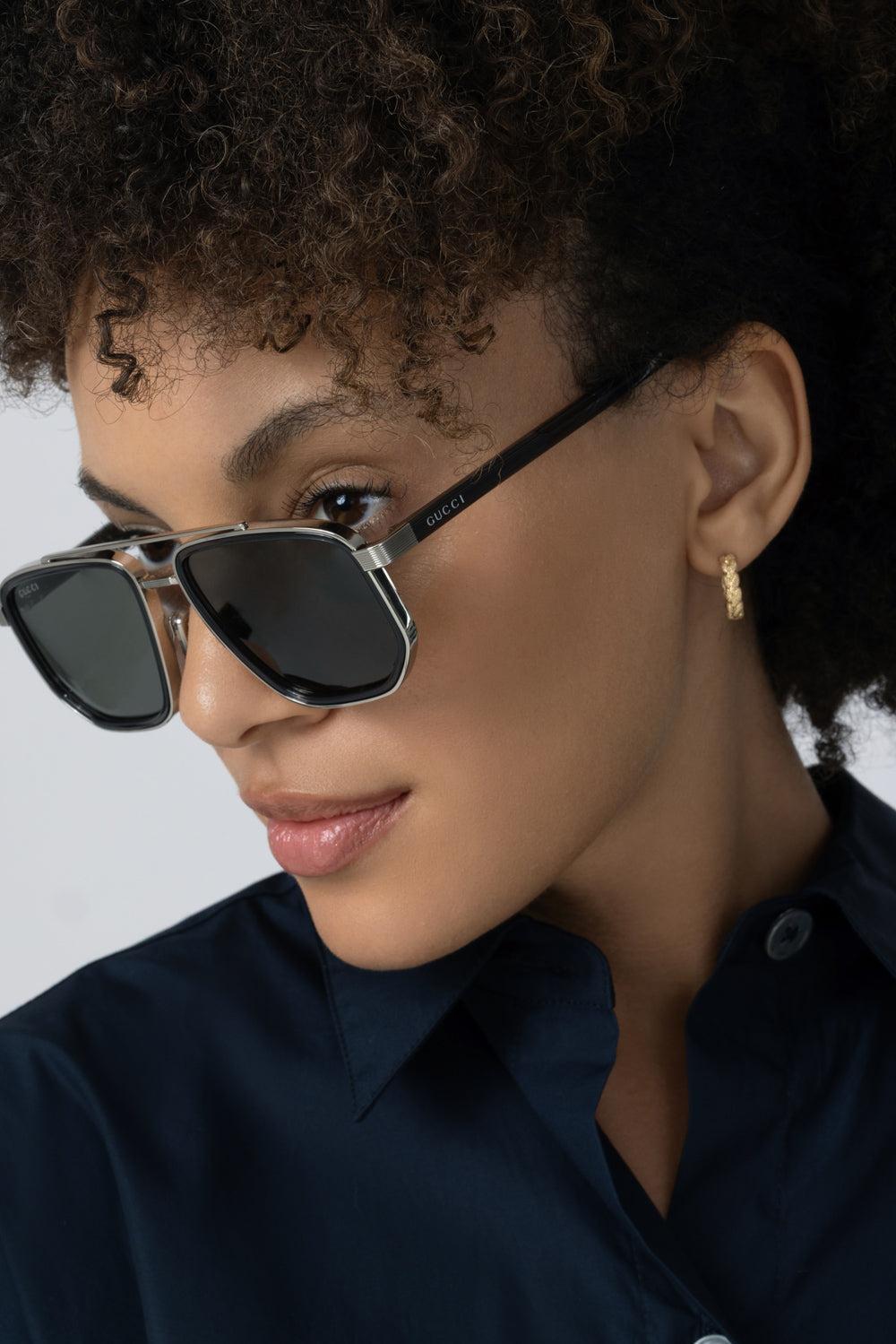 Geometric Navigator Sunglasses-SILVER-ACCESSORIESUNGLASSES-GUCCI