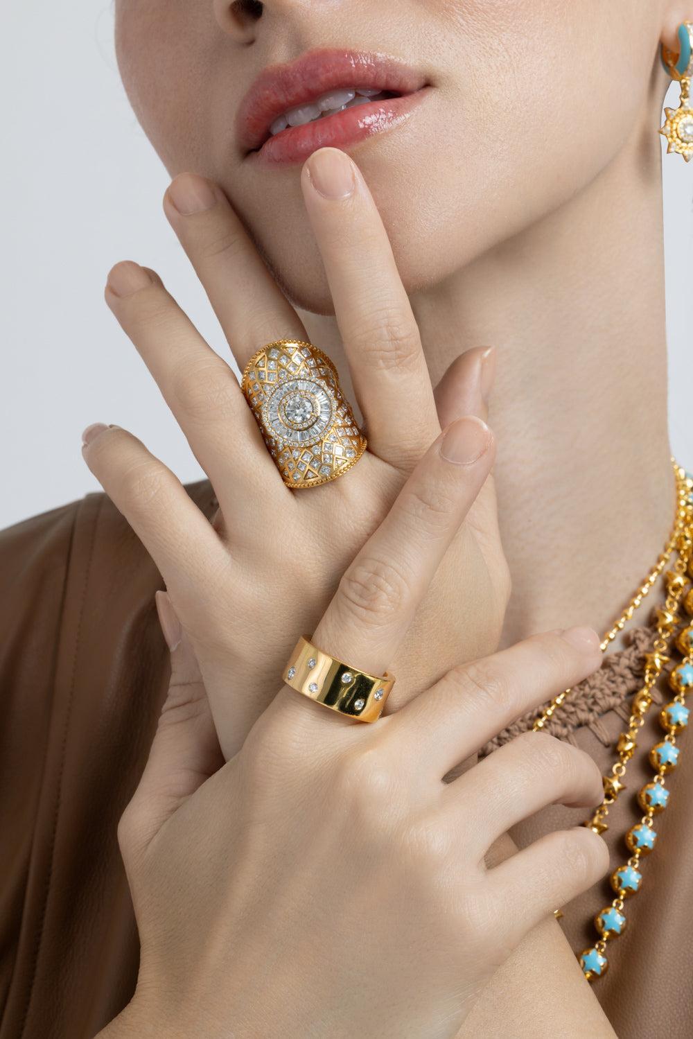 Diamond Scattered Band Ring-YELLOW GOLD-8-JEWELRYFINE JEWELRING-BUDDHA MAMA