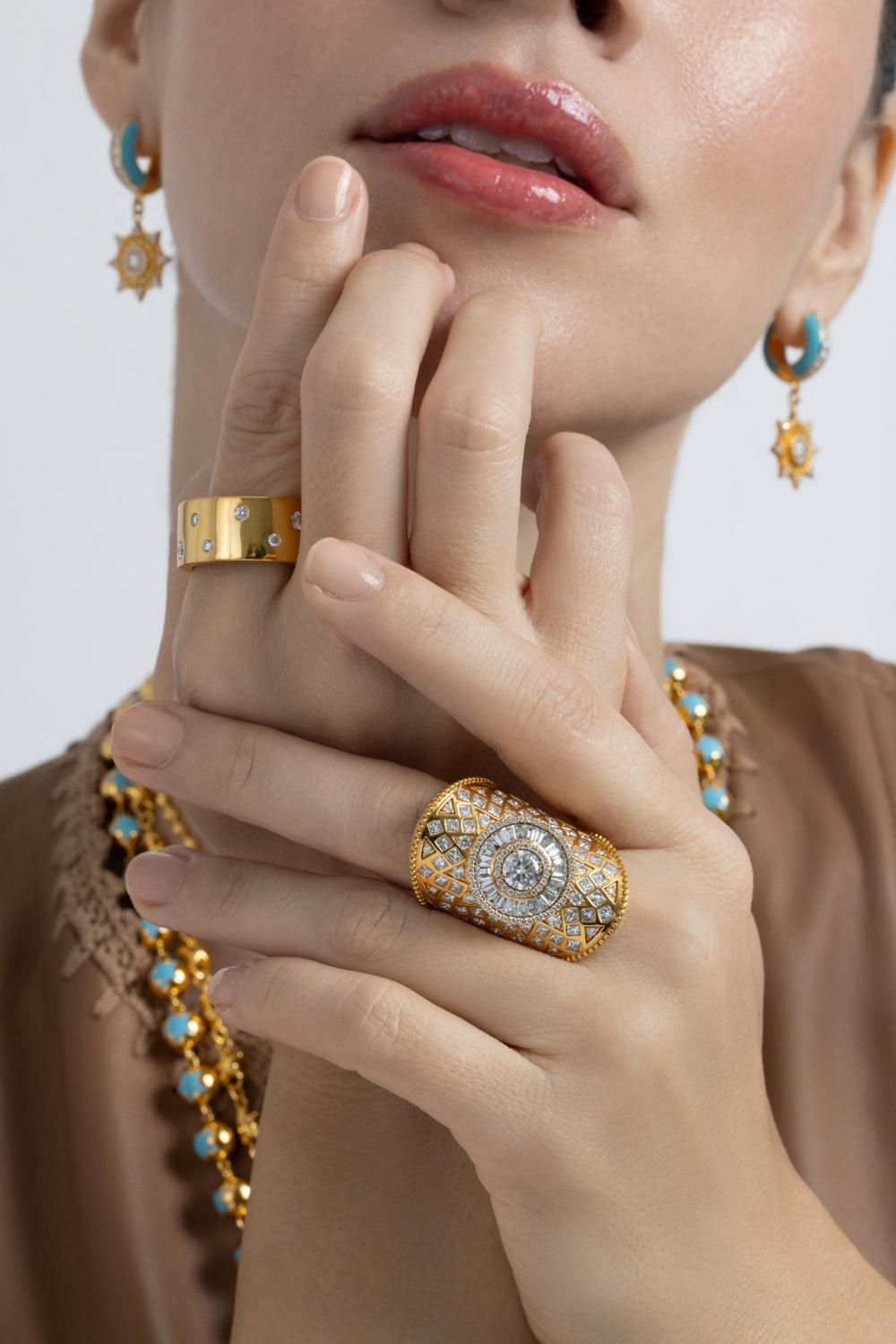 Diamond Scattered Band Ring-YELLOW GOLD-8-JEWELRYFINE JEWELRING-BUDDHA MAMA