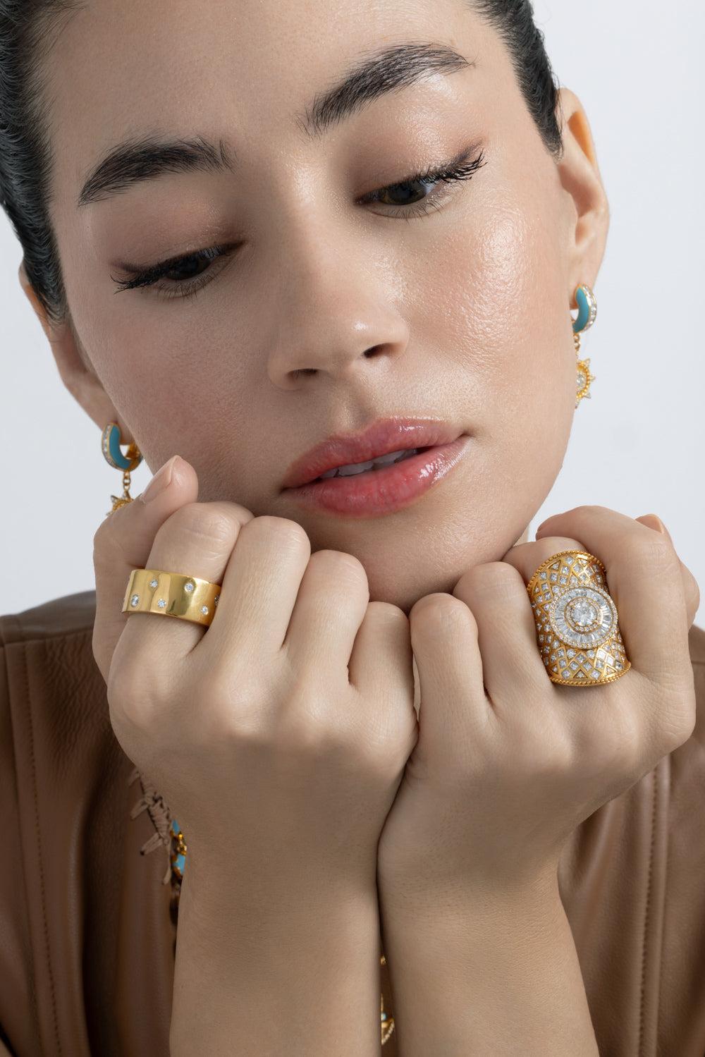 Diamond Scattered Band Ring-YELLOW GOLD-8-JEWELRYFINE JEWELRING-BUDDHA MAMA