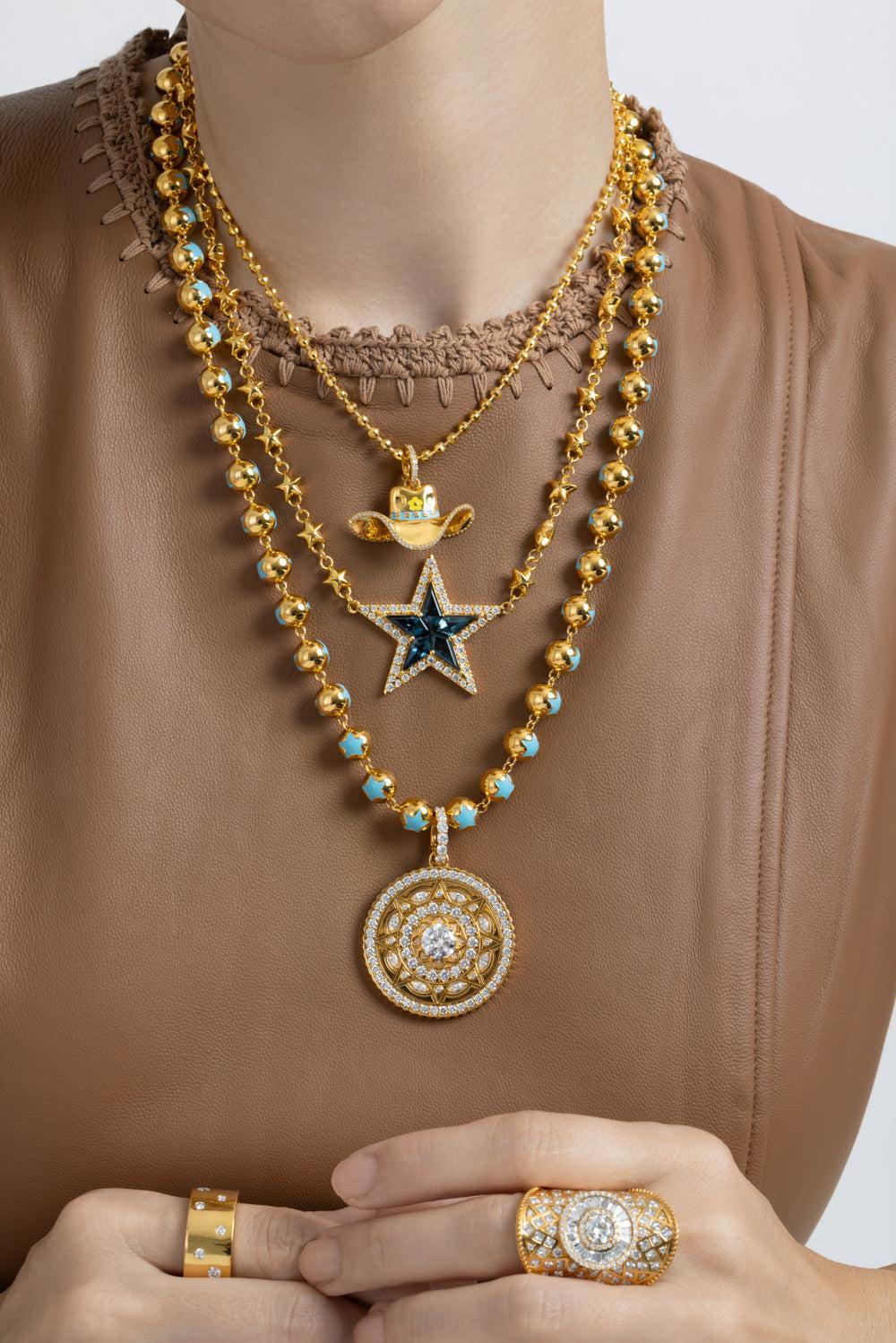 Diamond Mandala Pendant-YELLOW GOLD-JEWELRYFINE JEWELPENDANT-BUDDHA MAMA