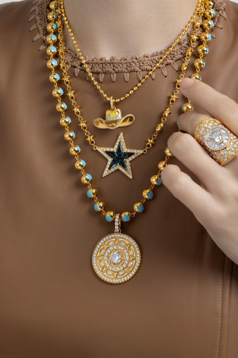 Diamond Mandala Pendant-YELLOW GOLD-JEWELRYFINE JEWELPENDANT-BUDDHA MAMA